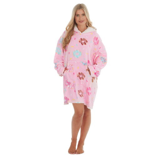 Donut print oversized blanket style hoodie