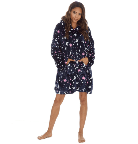 Oversized celestial print blanket style hoodie